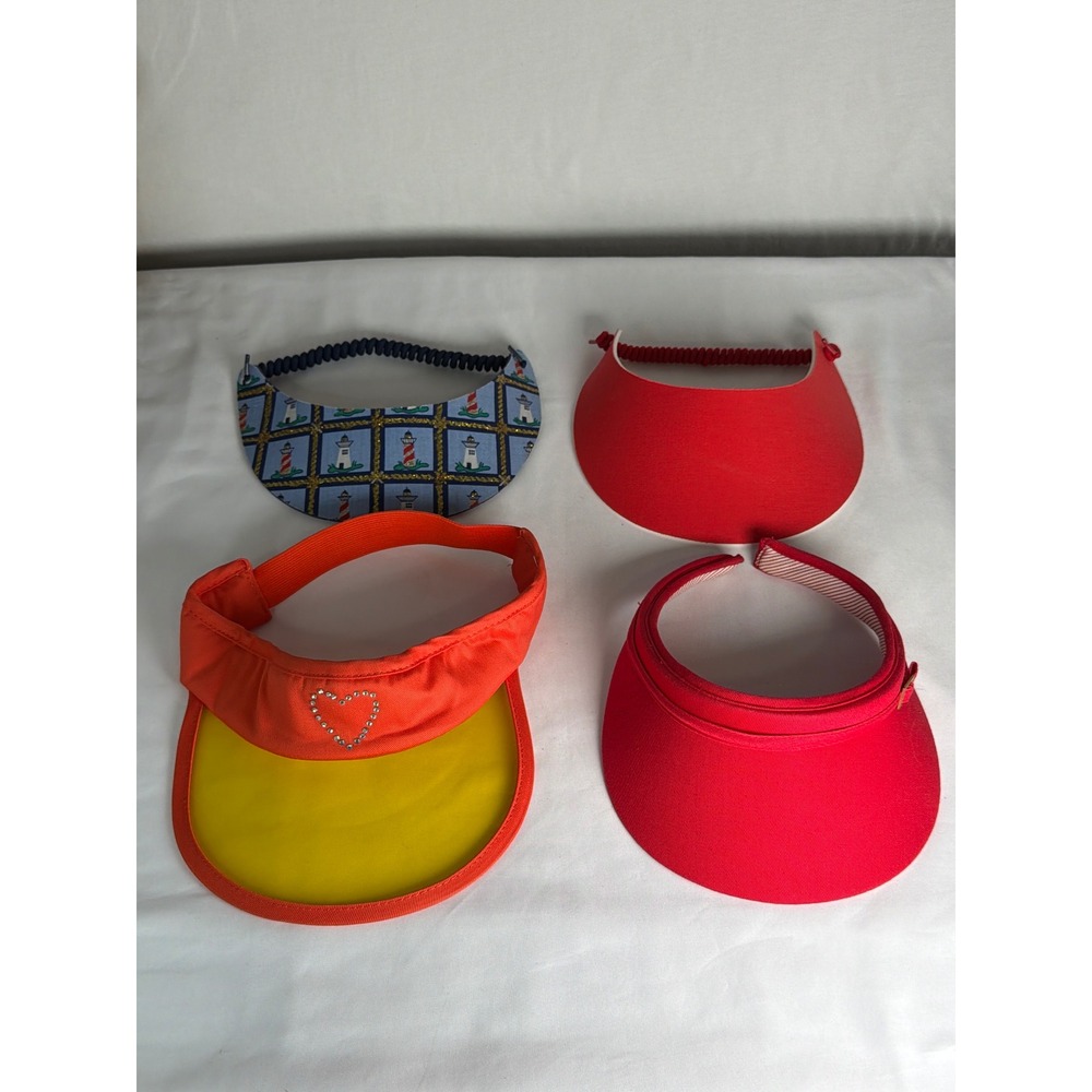RETRO Unbranded Visor Hat Set Women OSFM Red Blue Yellow Excellent